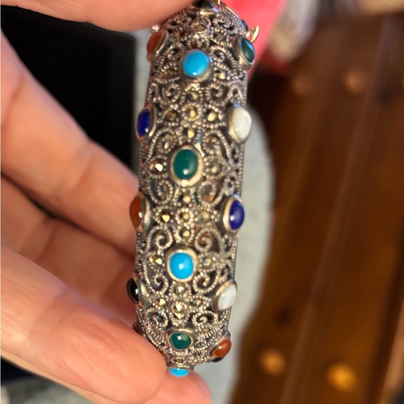 Elegant Silver Multicolor Gemstone Bracelet